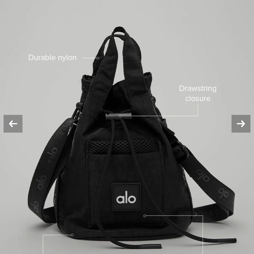 Alo Black Drawstring Nylon Bag